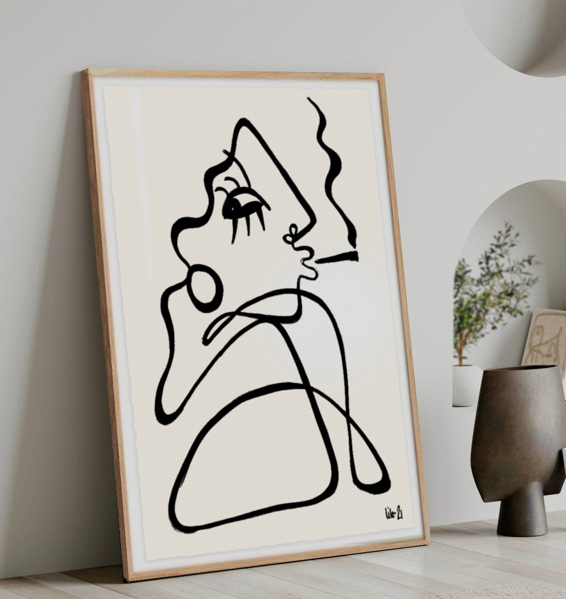 original art lilo on paper smoking hot black and white art one of a kind