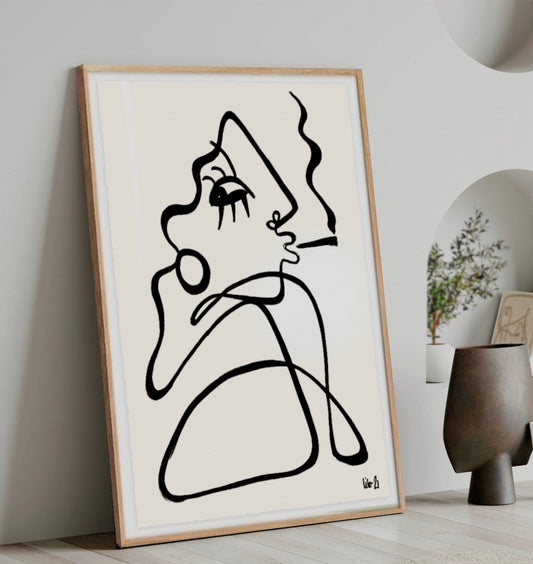 original art lilo on paper smoking hot black and white art one of a kind